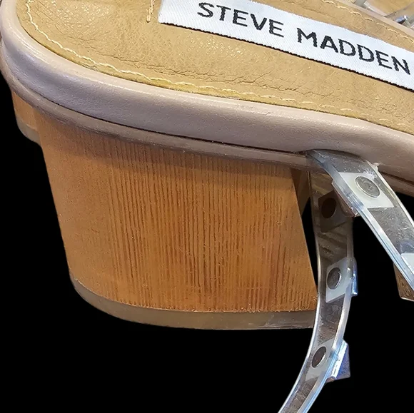 Steve‎ Madden Tan Studded Women's Sandals Size 7.5 - Picture 4 of 7